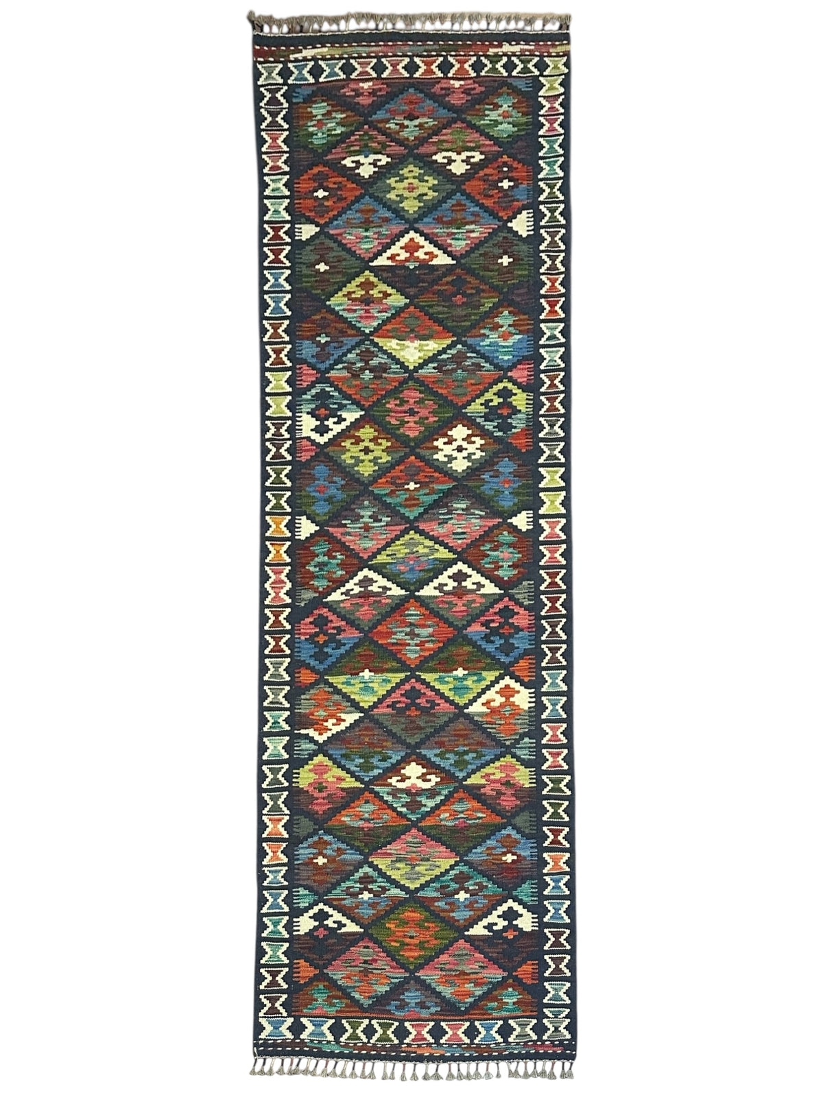 Afghan Kilim Runner 2'7" x 7'11", Hand-Woven Wool, No. 328