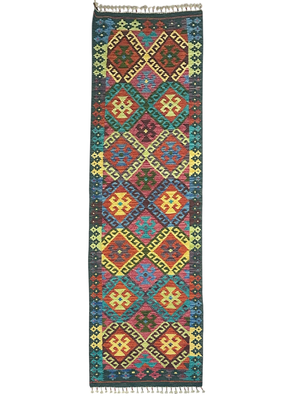 Afghan Kilim Runner 2'9" x 8'4", Hand-Woven Wool, No. 329