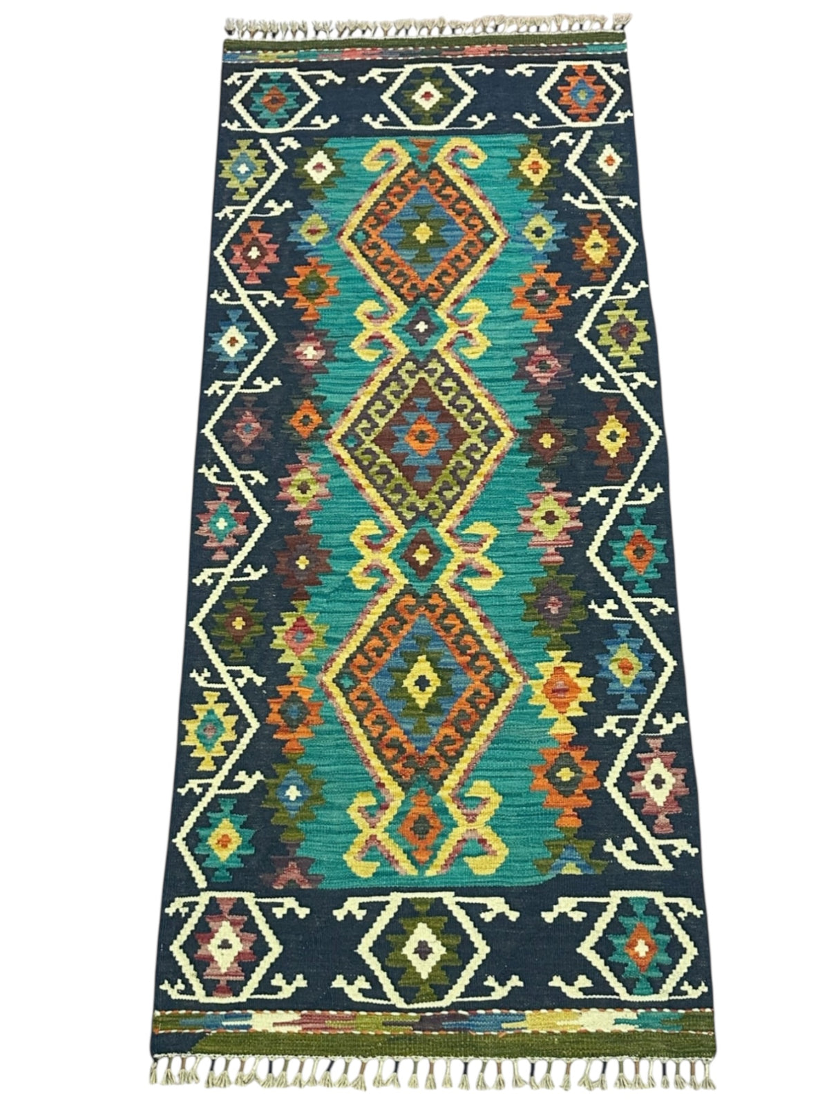 Afghan Kilim Runner 2'10" x 6'6", Hand-Woven Wool, No. 354, view 2
