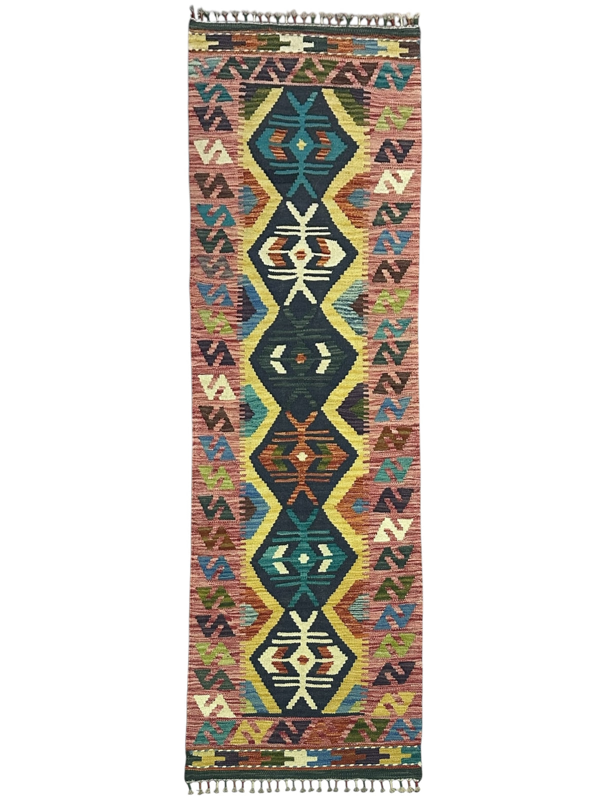 Afghan Kilim Runner 2'2" x 6'8", Hand-Woven Wool, No. 355