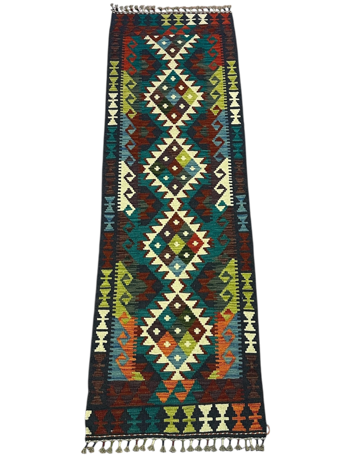 Afghan Kilim Runner 2'1" x 6'6", Hand-Woven Wool, No. 357, view 2