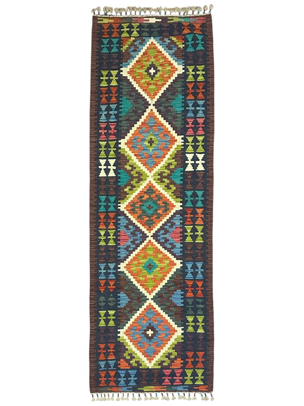 Afghan Kilim Runner 2'4" x 6'9", Hand-Woven Wool, No. 337