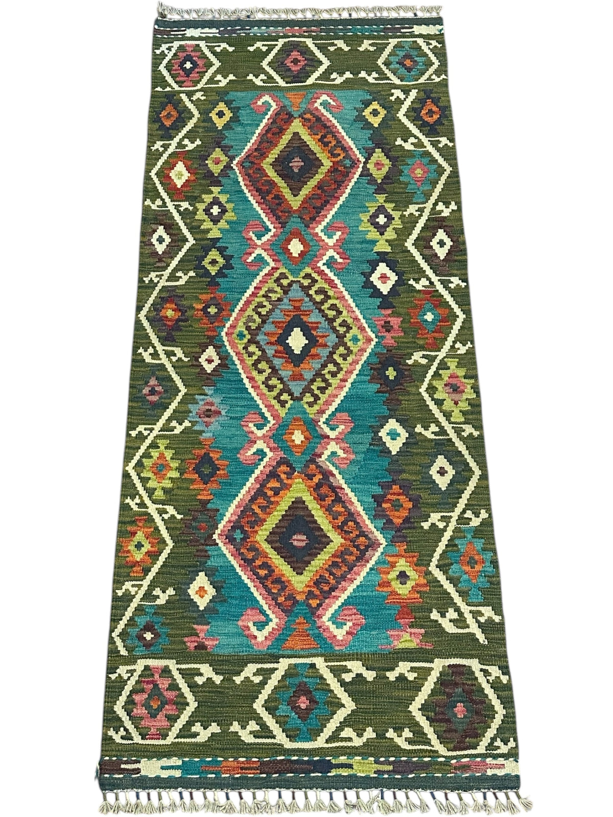 Afghan Kilim Runner 2'9" x 6'10", Hand-Woven Wool, No. 346, view 2