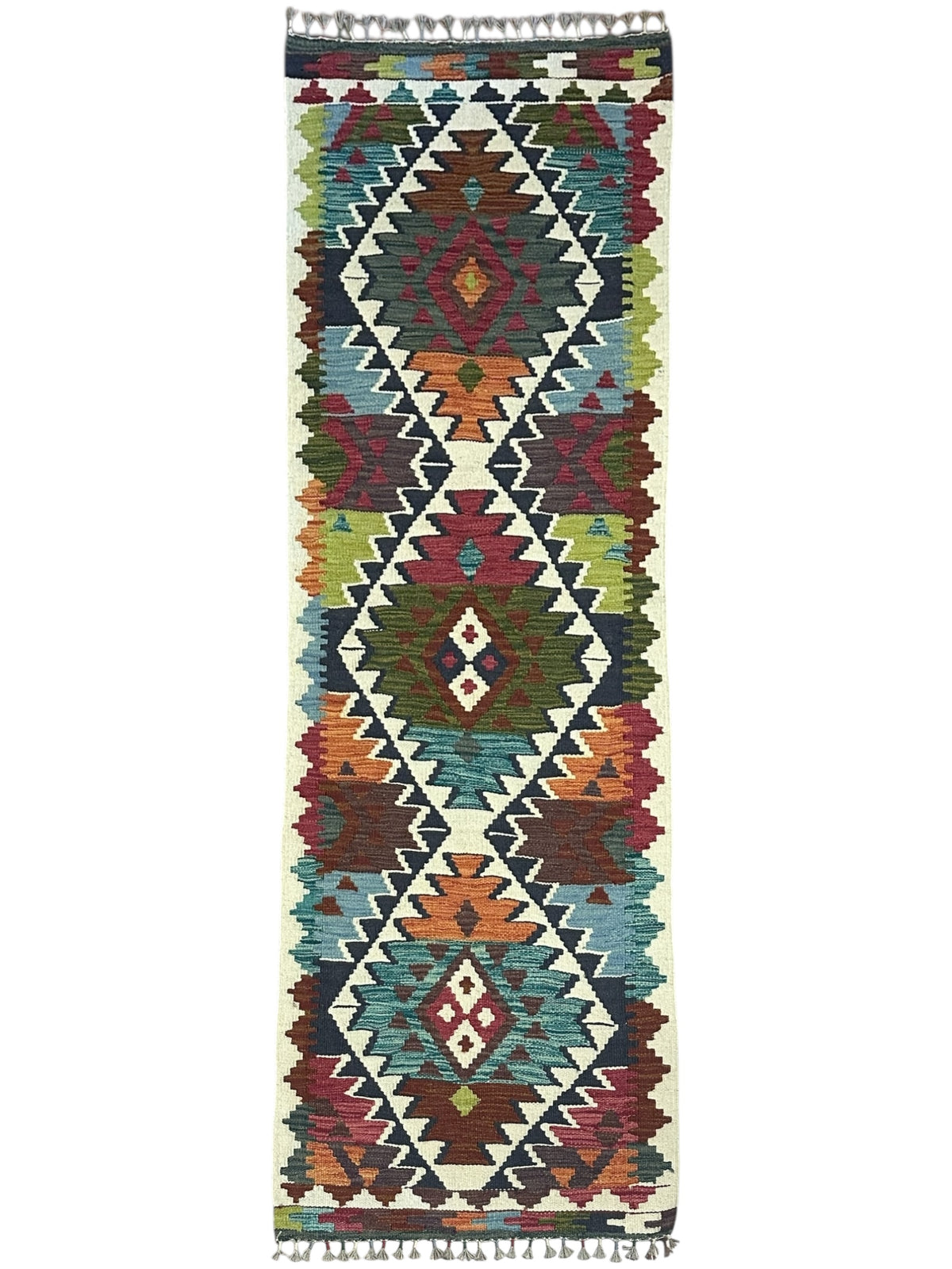 Afghan Kilim Runner 2'3" x 6'9", Hand-Woven Wool, No. 348