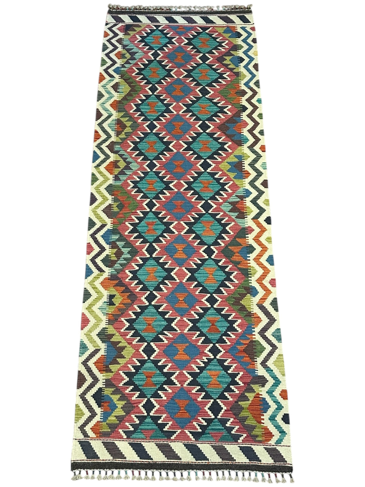 Afghan Kilim Runner 2'9" x 7'9", Hand-Woven Wool, No. 352, view 2