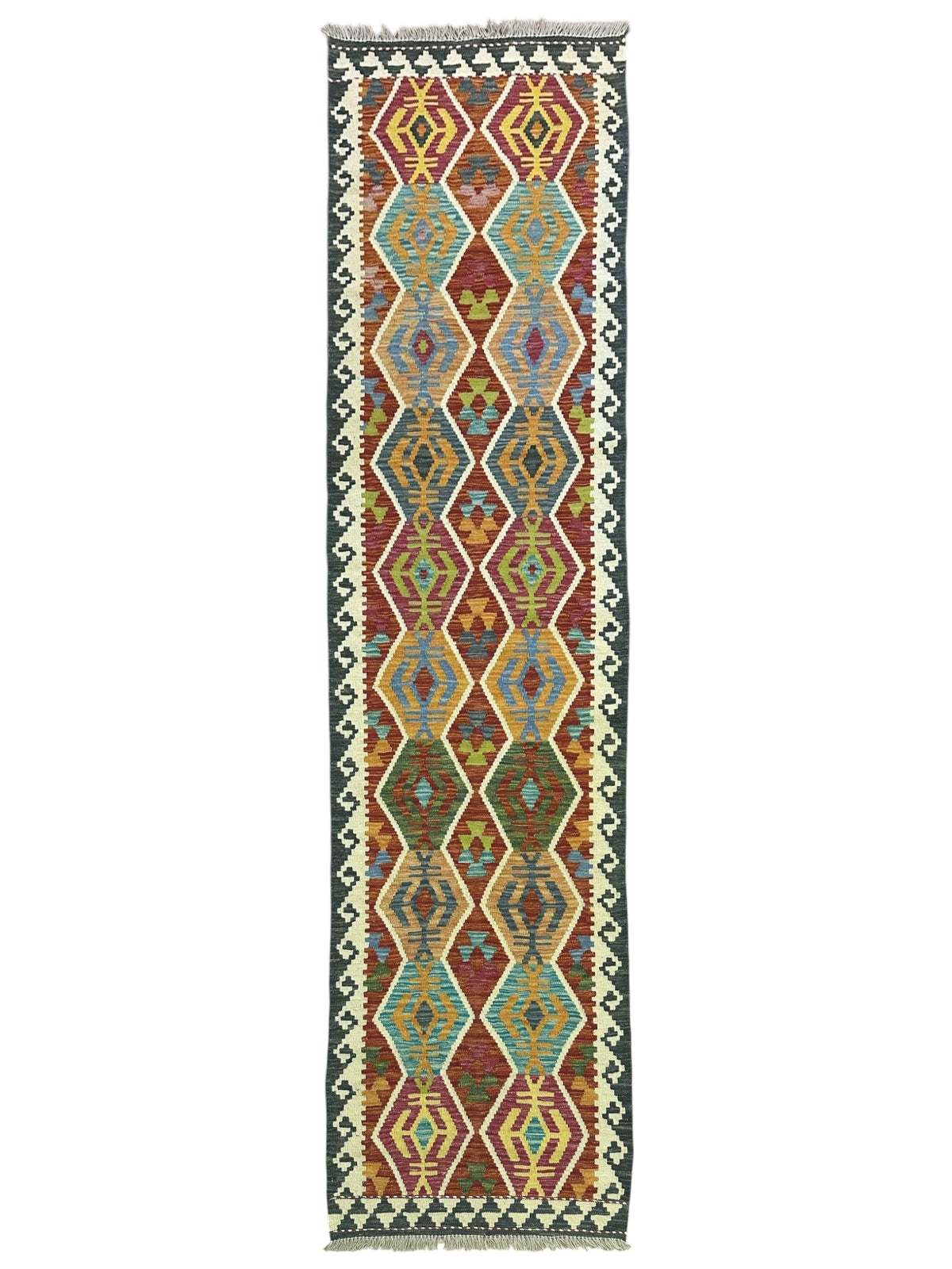 Afghan Kilim Runner 2'9" x 9'9", Hand-Woven Wool, No. 532