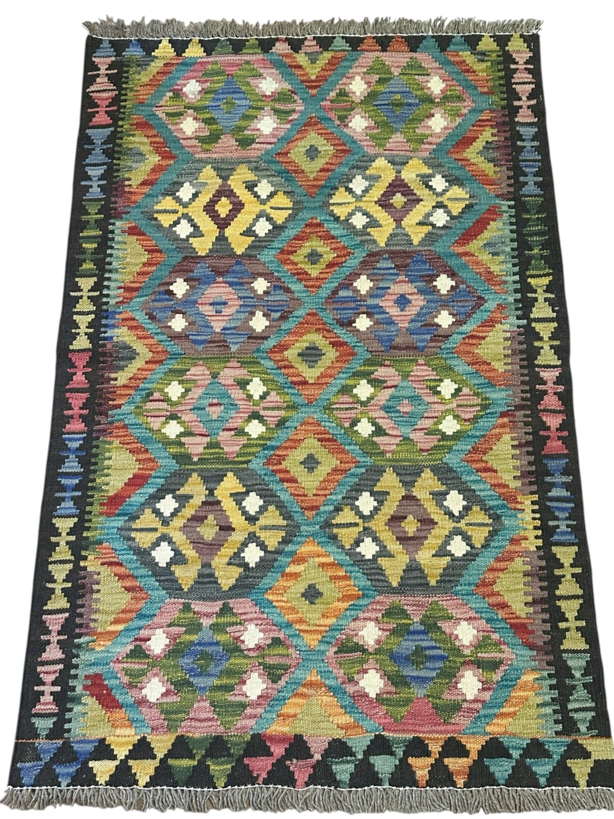 Afghan Kilim Rug 2'9" x 4'2", Hand-Woven Wool, No. 540, view 2