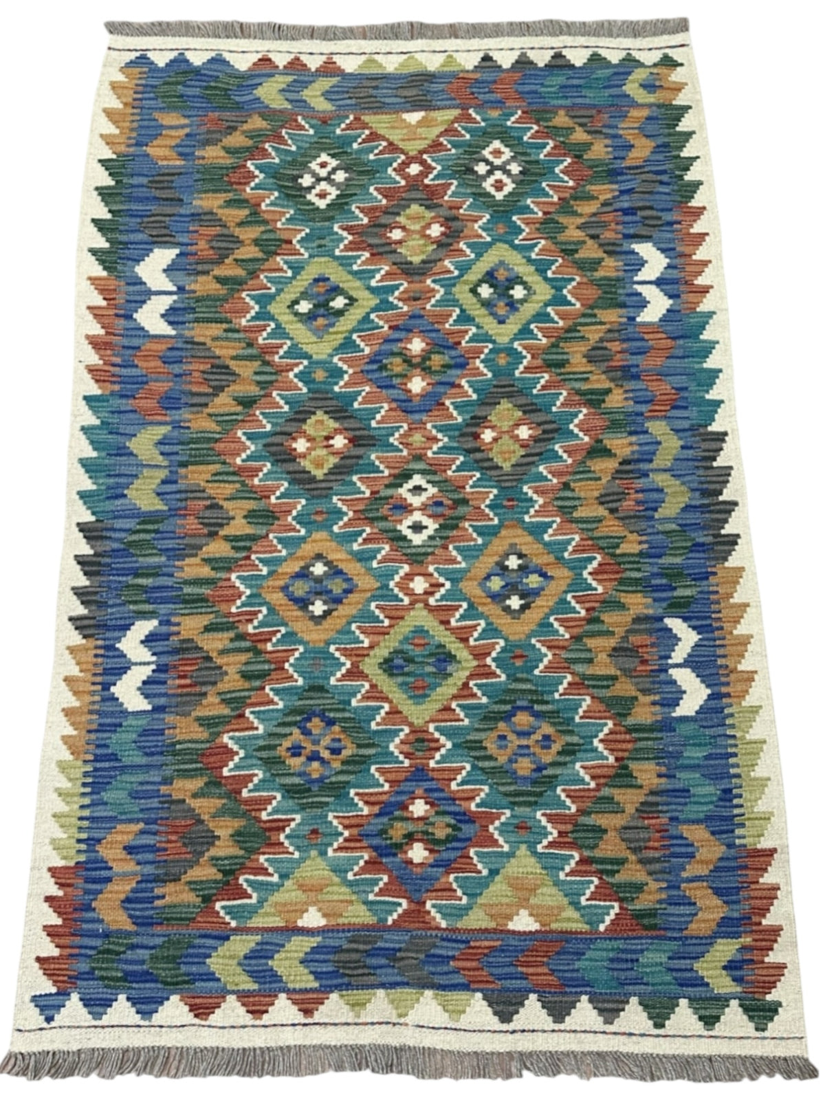 Afghan Kilim Rug 3'2" x 5', Hand-Woven Wool, No. 557, view 2