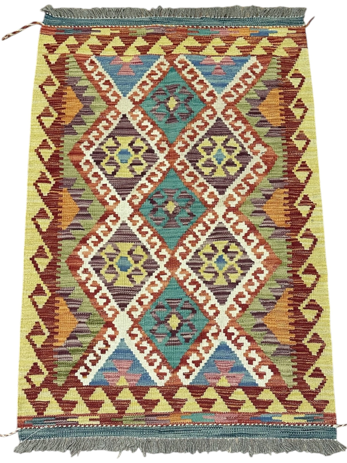 Afghan Kilim Rug 2'8" x 4', Hand-Woven Wool, No. 568, view 2