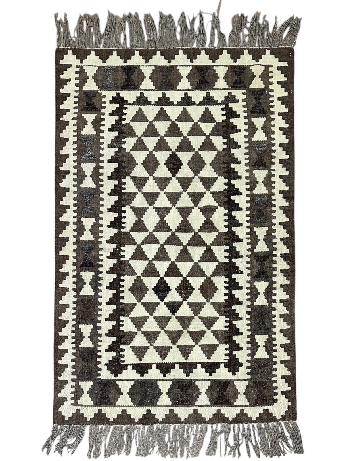 Afghan Kilim Rug 2'9" x 4', Hand-Woven Wool, No. 570