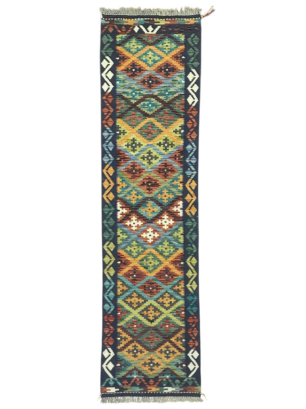 Afghan Kilim Runner 2' x 6'8", Hand-Woven Wool, No. 580