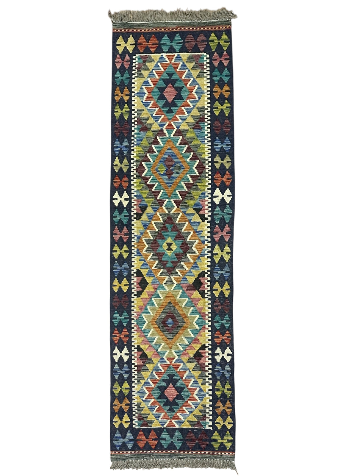 Afghan Kilim Runner 2'1" x 6'5", Hand-Woven Wool, No. 586