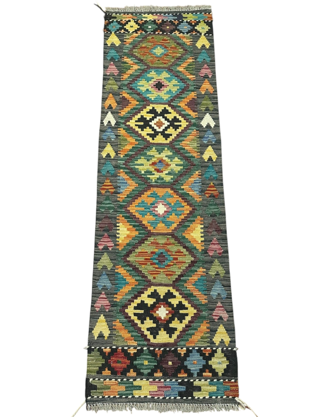 Afghan Kilim Runner 1'11" x 6'4", Hand-Woven Wool, No. 587, view 2