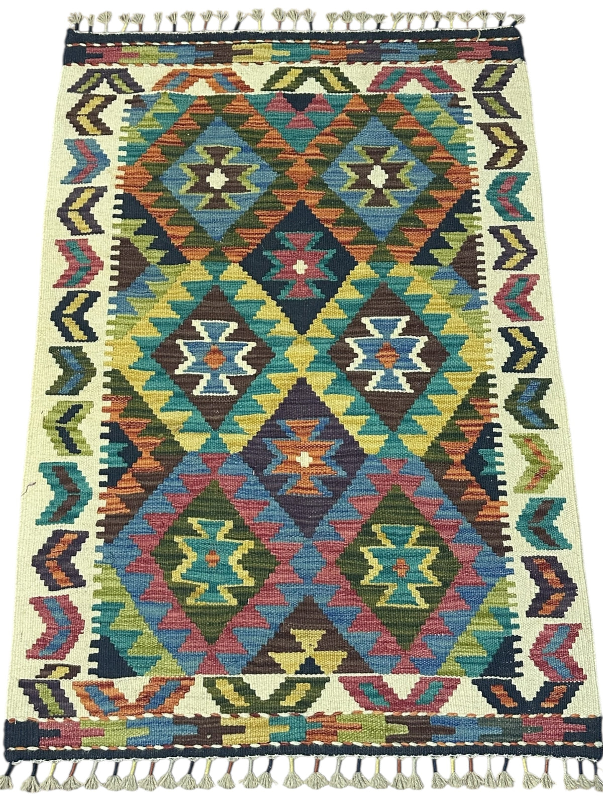 Afghan Kilim Rug 2'9" x 4'1", Hand-Woven Wool, No. 591, view 2