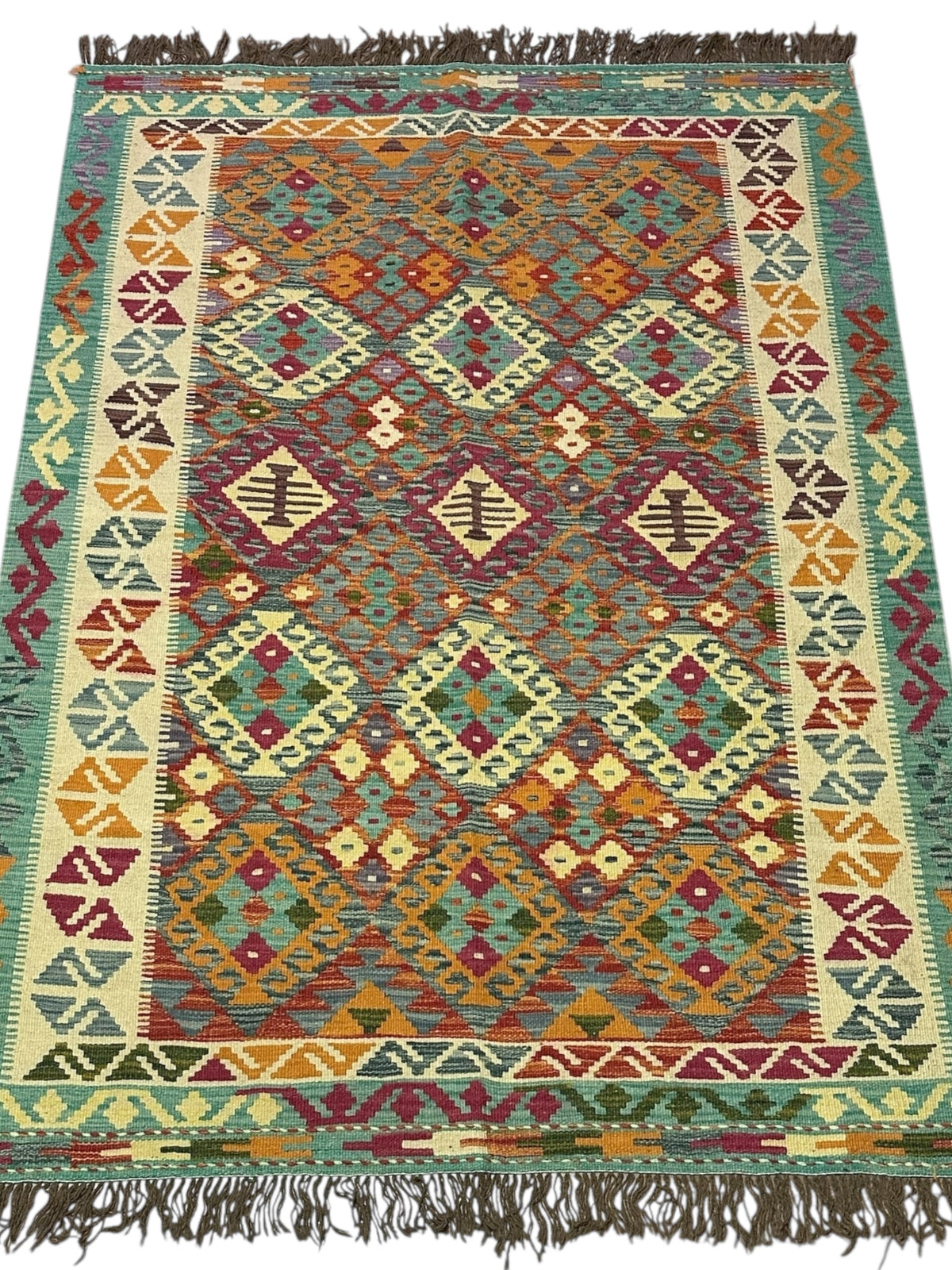 Afghan Kilim Rug 4'9" x 6'8", Hand-Woven Wool, No. 482, view 2
