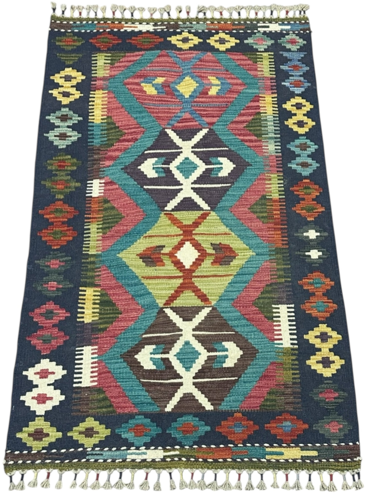 Afghan Kilim Rug 2'8" x 4'5", Hand-Woven Wool, No. 611, view 2
