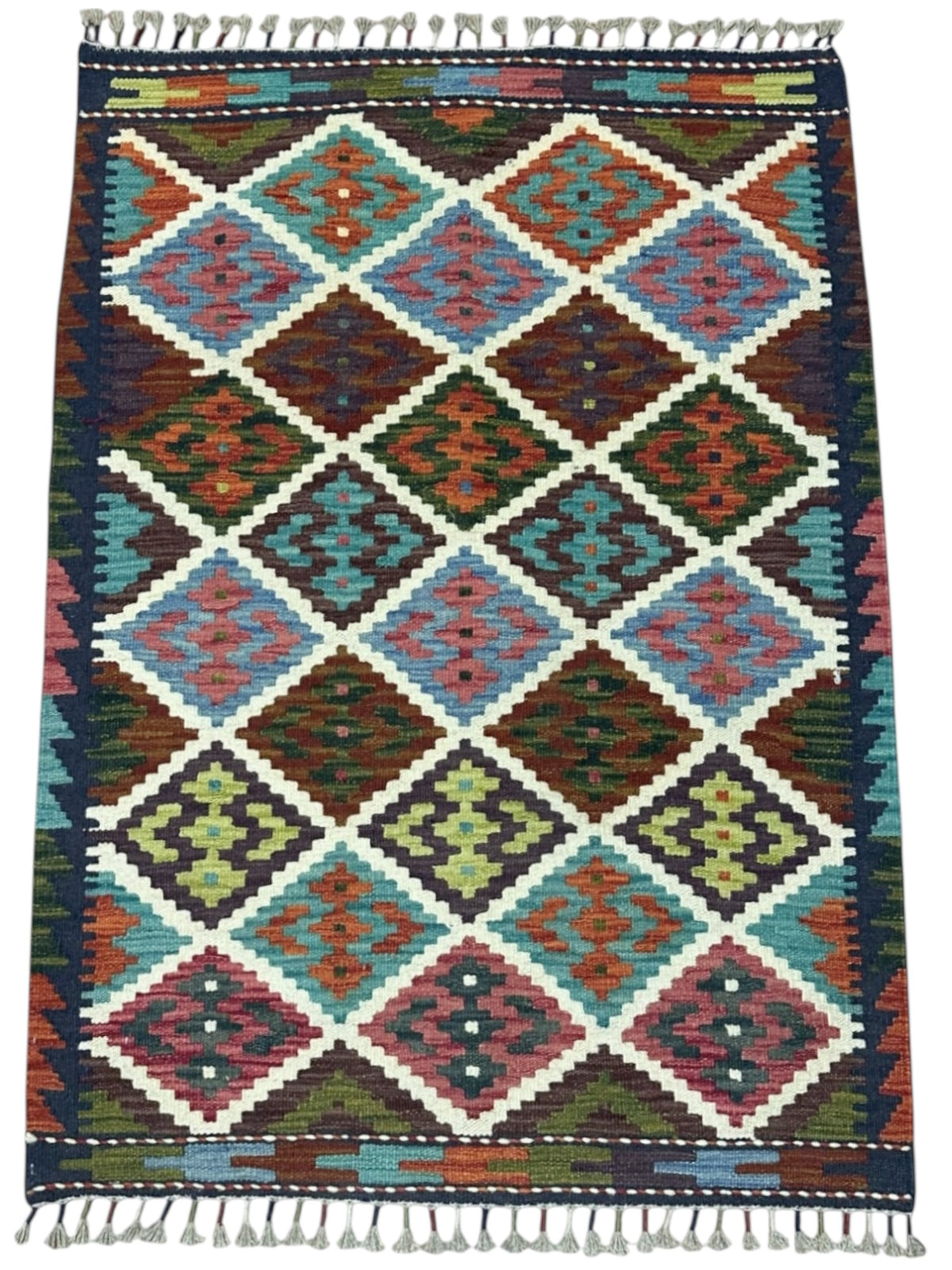 Afghan Kilim Rug 2'10" x 3'11", Hand-Woven Wool, No. 614, view 2