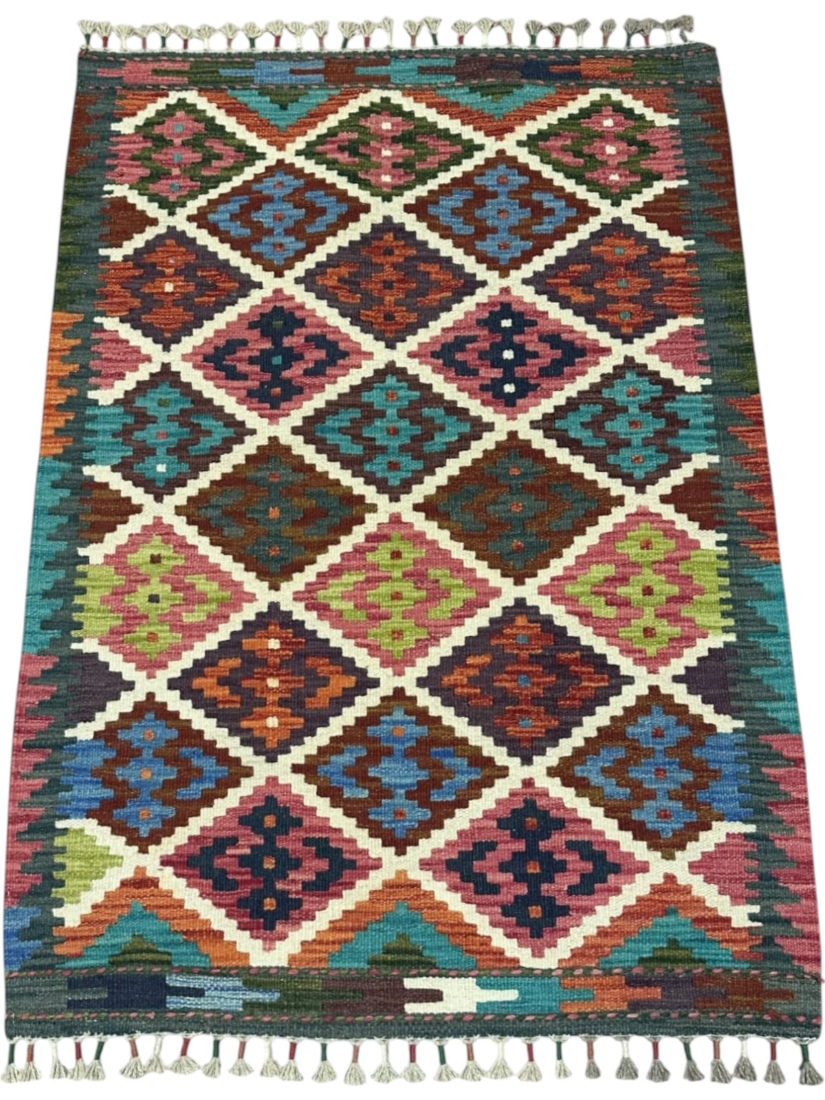 Afghan Kilim Rug 2'10" x 4', Hand-Woven Wool, No. 615, view 2