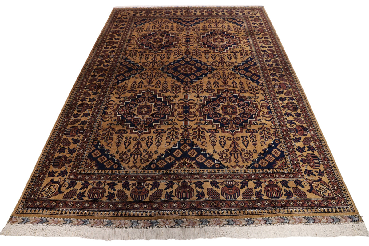 Afghan Zerkhaki Rug 5'8" x 7'8", Hand-Knotted Wool, Brown, view 2