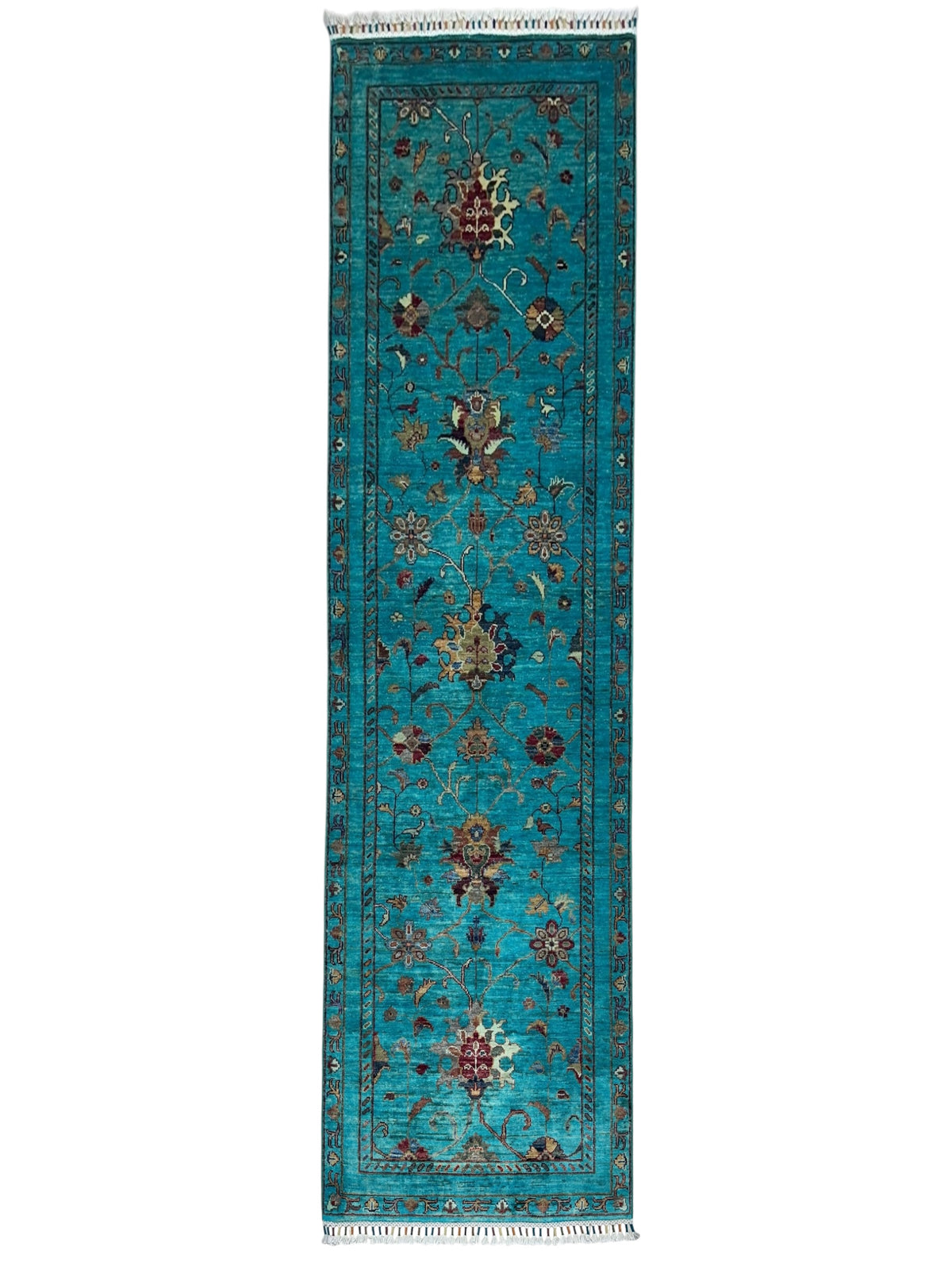 Afghan Chobi Sultani Runner 2'8" x 8'6", Hand-Knotted Wool, Blue