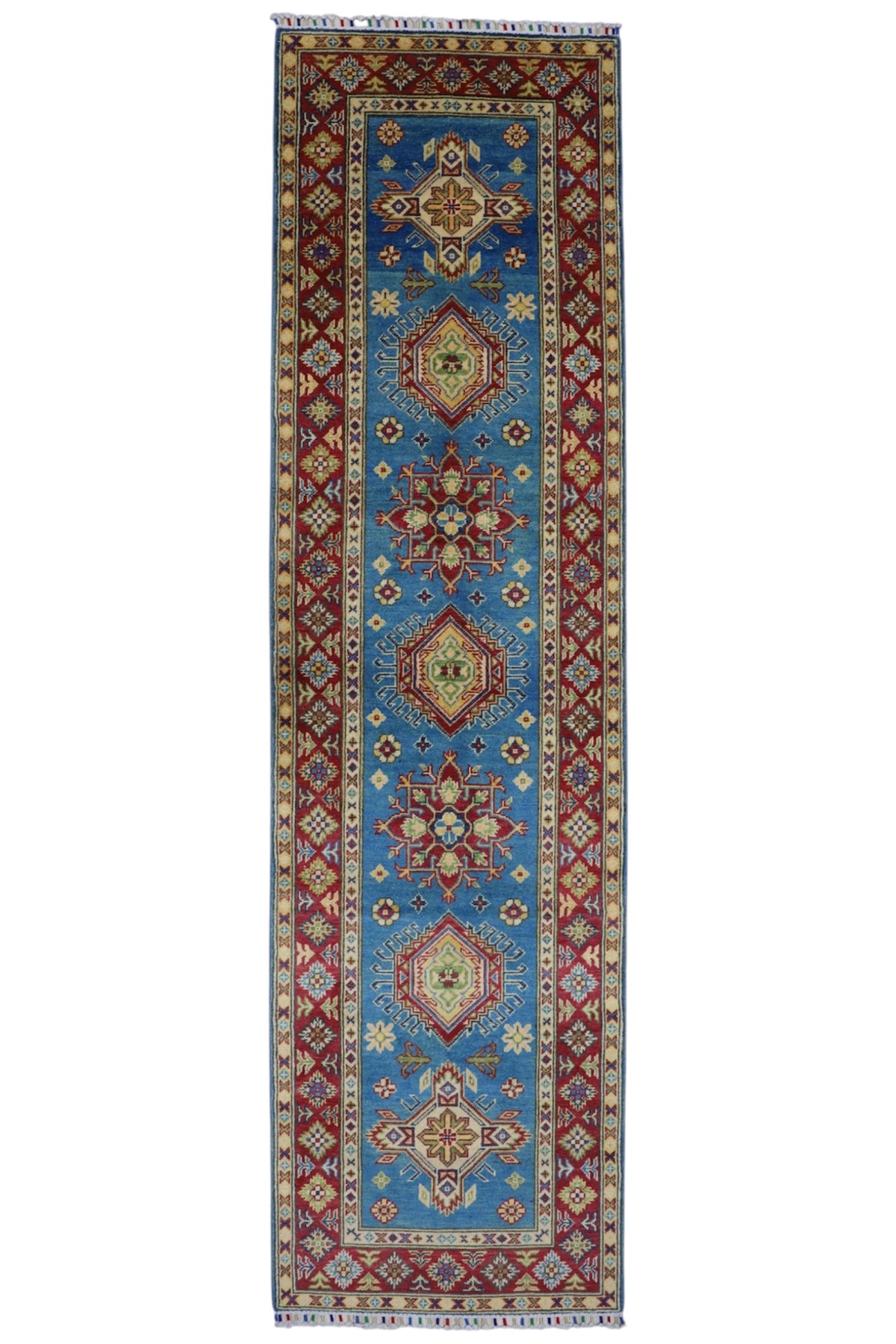 Afghan Kazak Runner 2'9" x 9'9", Hand-Knotted Wool