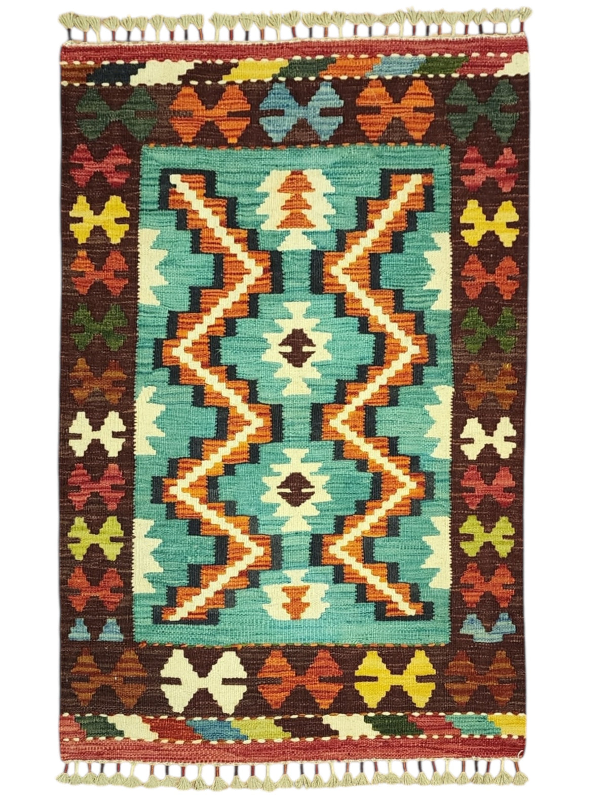 Afghan Kilim Rug 2'9" x 4'1", Hand-Woven Wool, No. 281