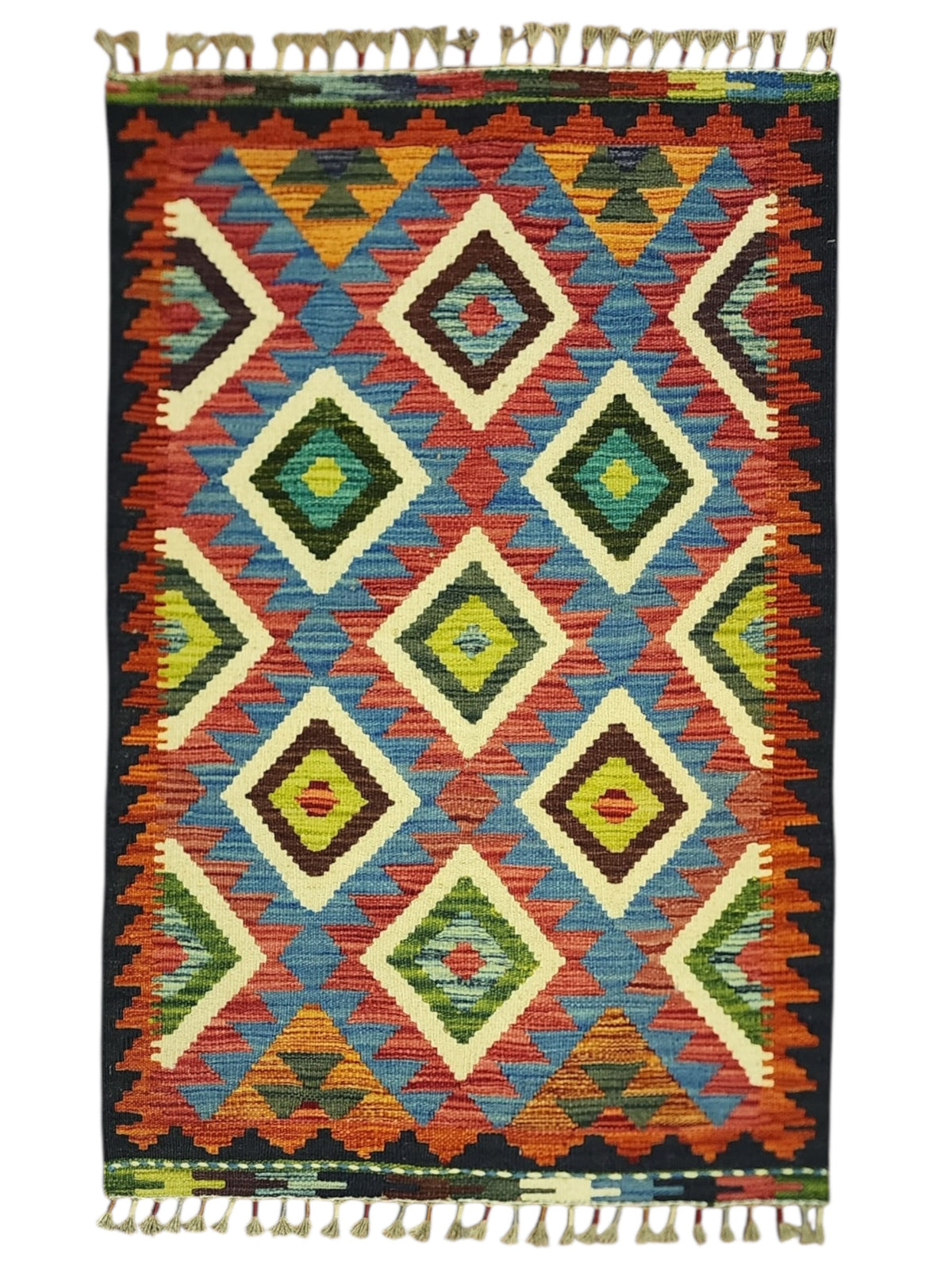 Afghan Kilim Rug 2'8" x 4'1", Hand-Woven Wool, No. 292