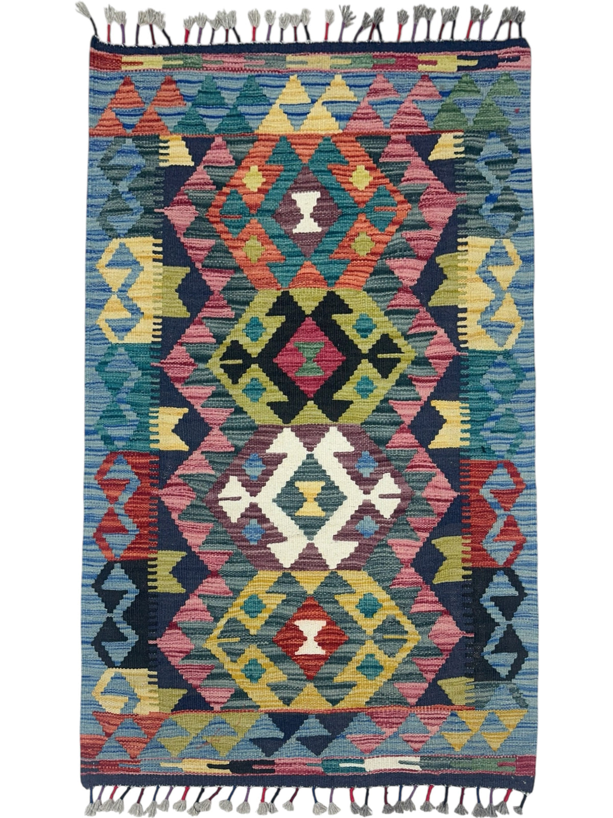 Afghan Kilim Rug 2'8" x 3'11", Hand-Woven Wool, No. 852