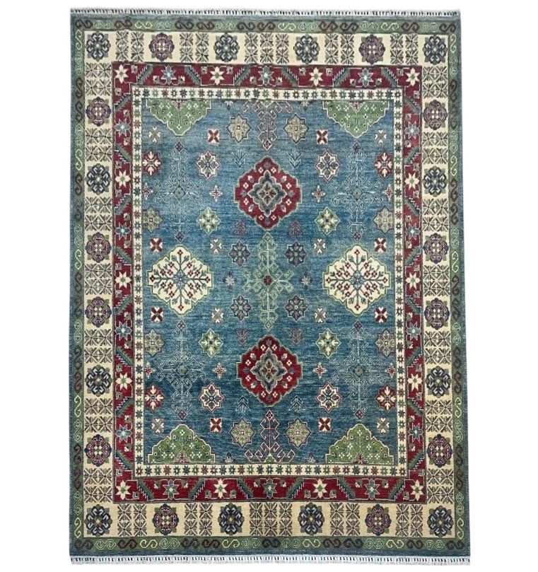Hand-Knotted Afghani Kazak Wool Rug – 8’1” x 9’10”