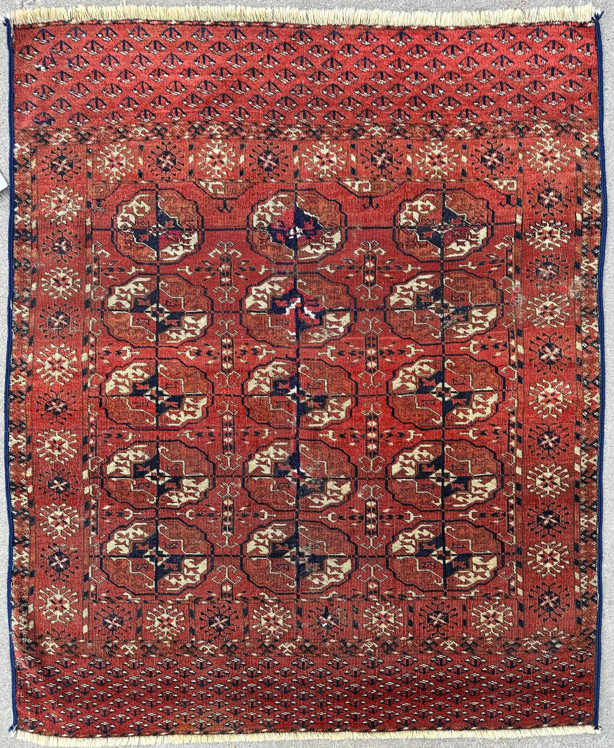 Antique Tekke Rug 3'4" x 4'1", 1880s, view 2