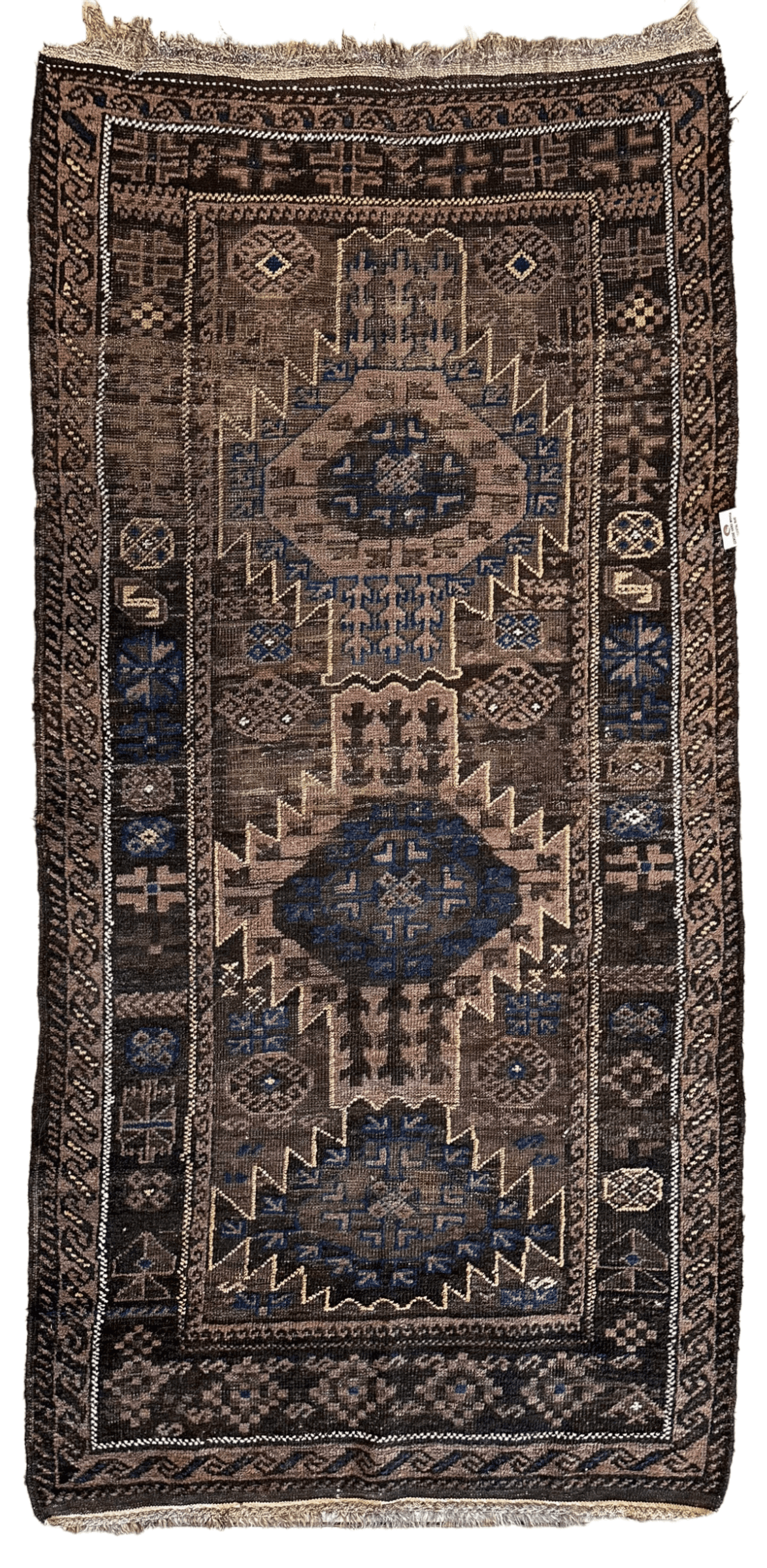 Antique Afghan Baluch Runner 3' x 6'4", Wool, 1880s