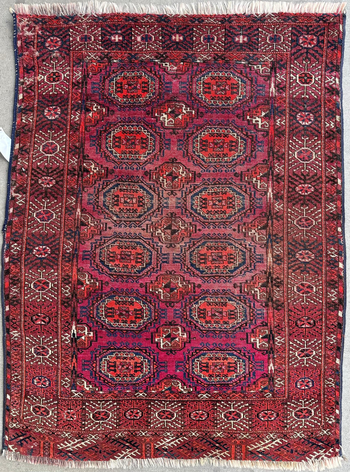 Antique Turkmen Rug 3' x 4'1", 1910s