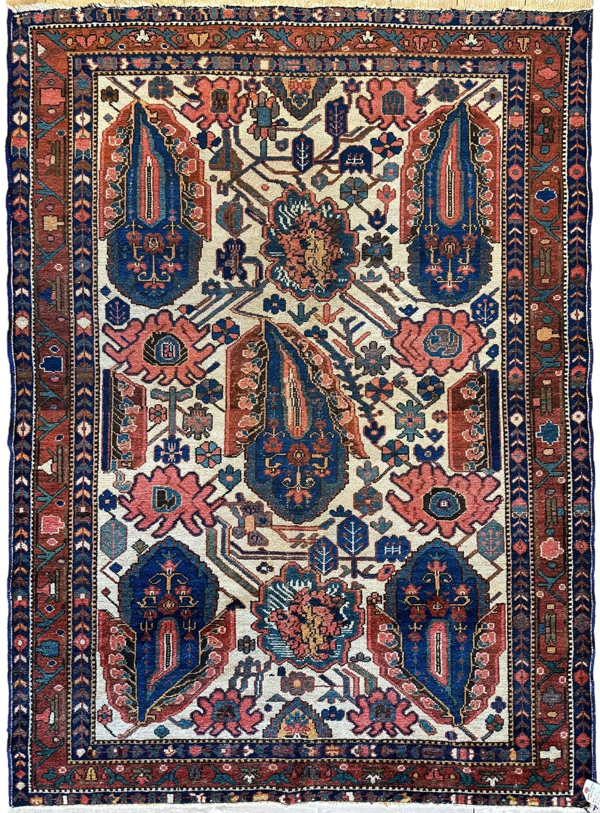 Antique Persian Malayer Rug 4'10" x 6'7", Hand-Knotted Wool