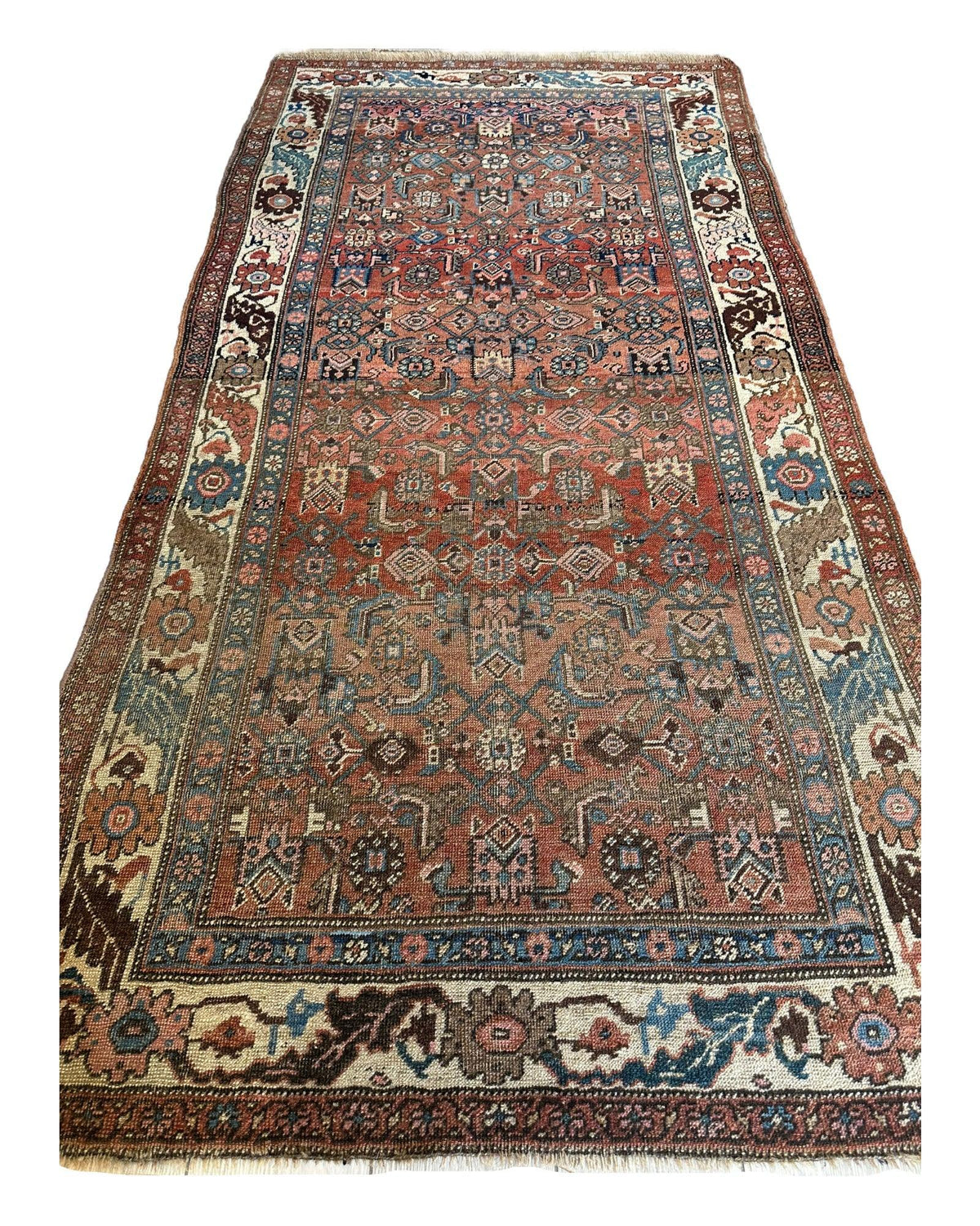 Antique Persian Hamadan Rug 3'10" x 7'4", Hand-Knotted Wool, c. 1900, view 2