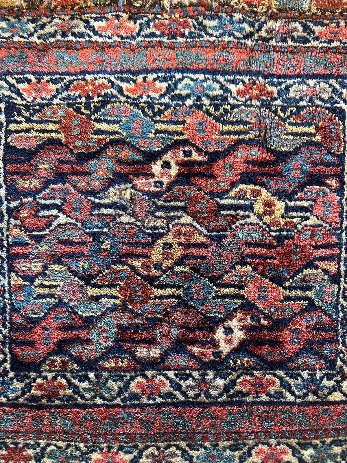 Antique Persian Kurdish Rug 22" x 24", Hand-Knotted Wool, c. 1900, view 2