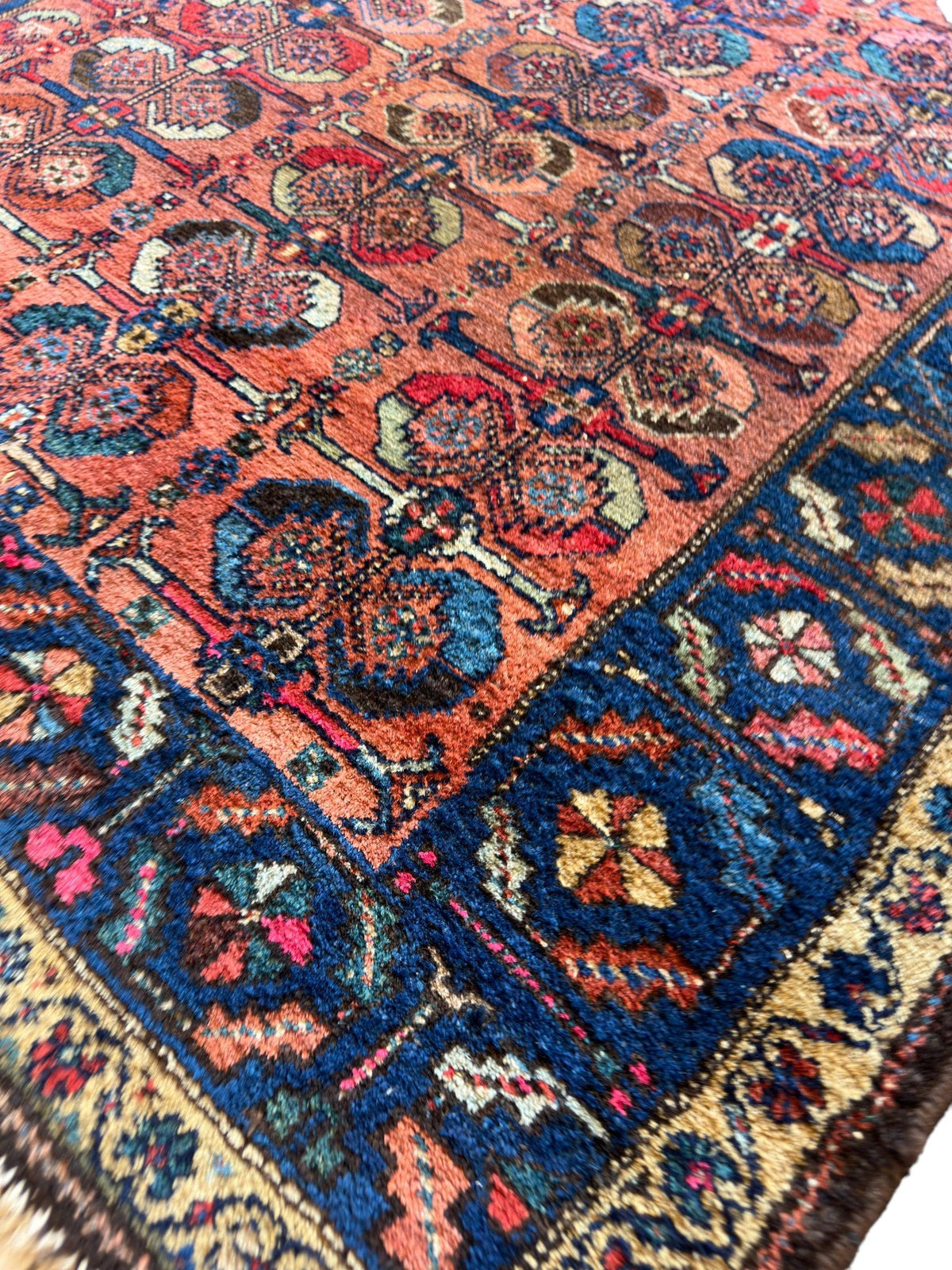 Antique Persian Hamadan Rug 3'11" x 4'4", Hand-Knotted Wool, 1920s, view 2