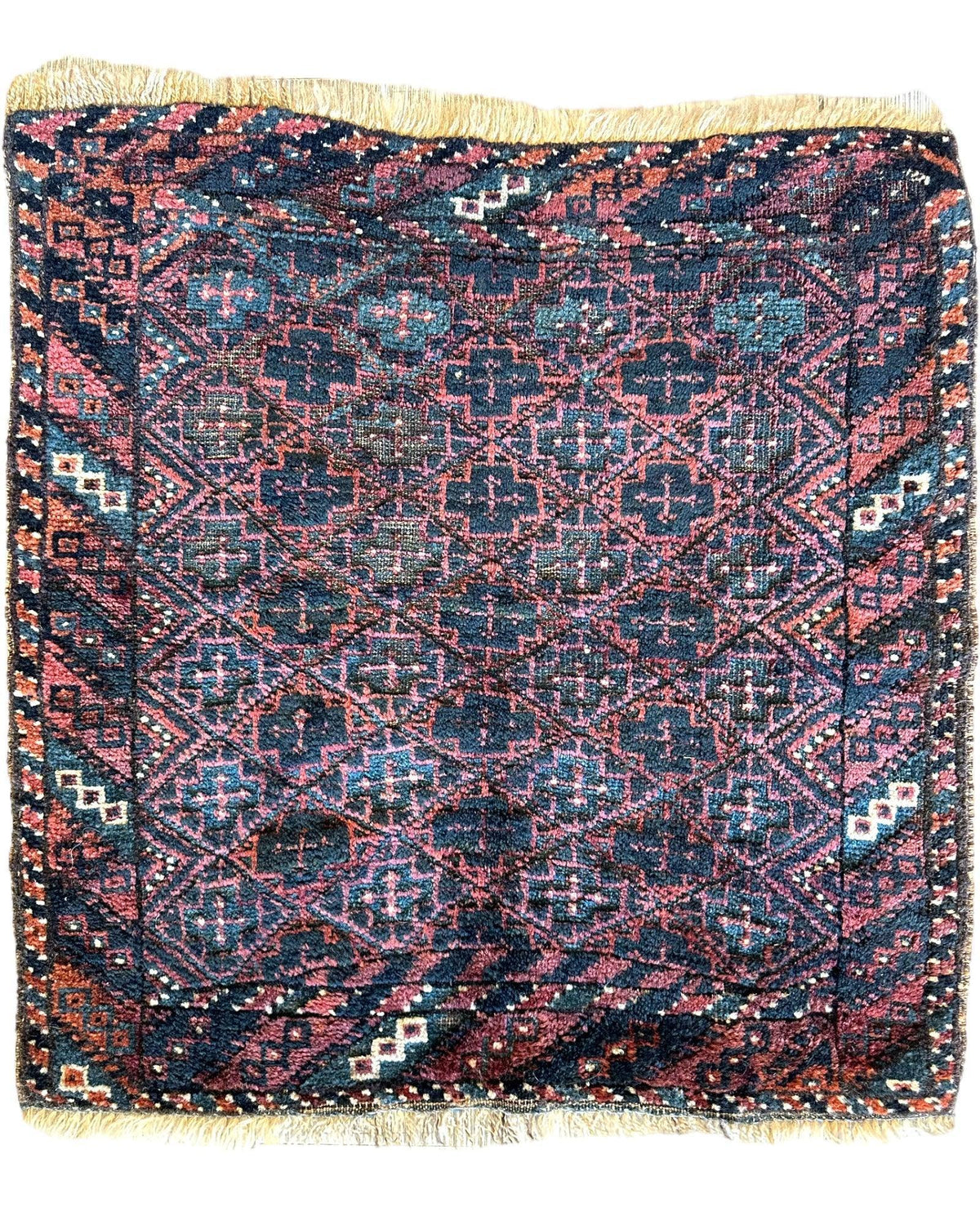 Antique Afghan Baluch Bagface 22" x 24", Hand-Knotted Wool, c. 1900