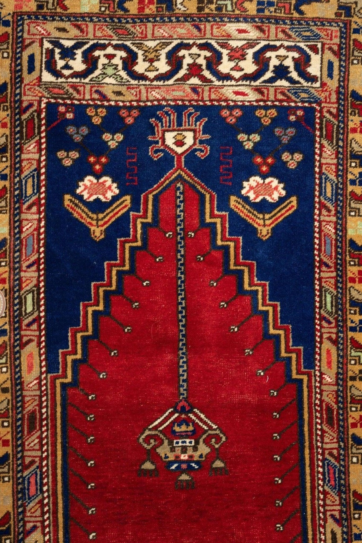 Vintage Turkish Prayer Rug 3'10" x 6', Hand-Knotted Wool, 1960s, view 2