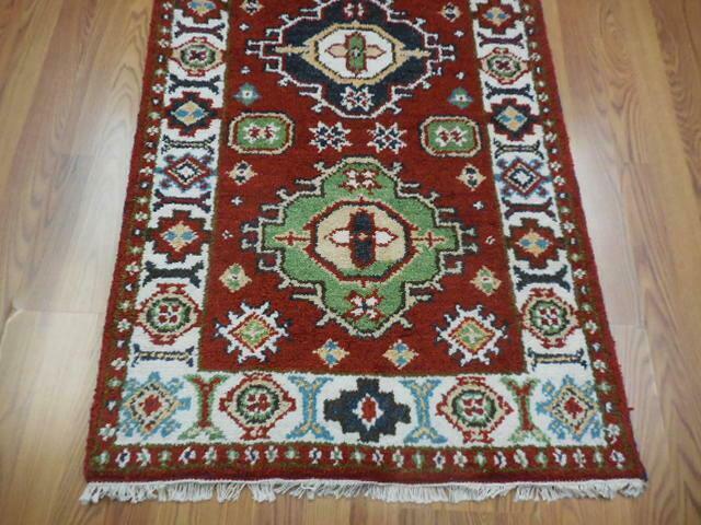 Indian Kazak Runner 2'8" x 8'3", Hand-Knotted Wool & Bamboo Silk, Blue, view 2