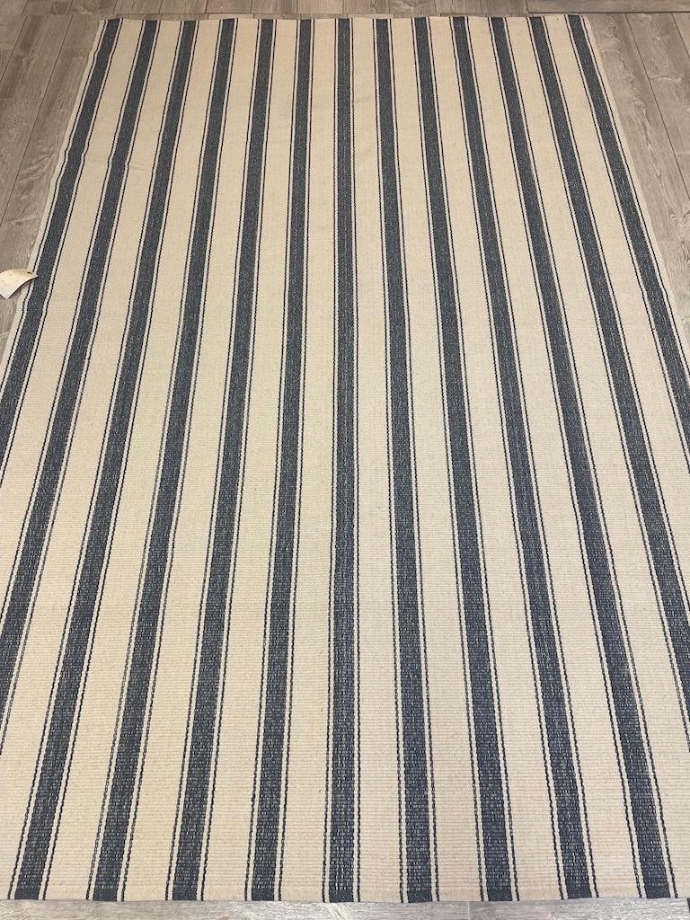 Indian Striped Rug 6' x 9', Cotton, Blue