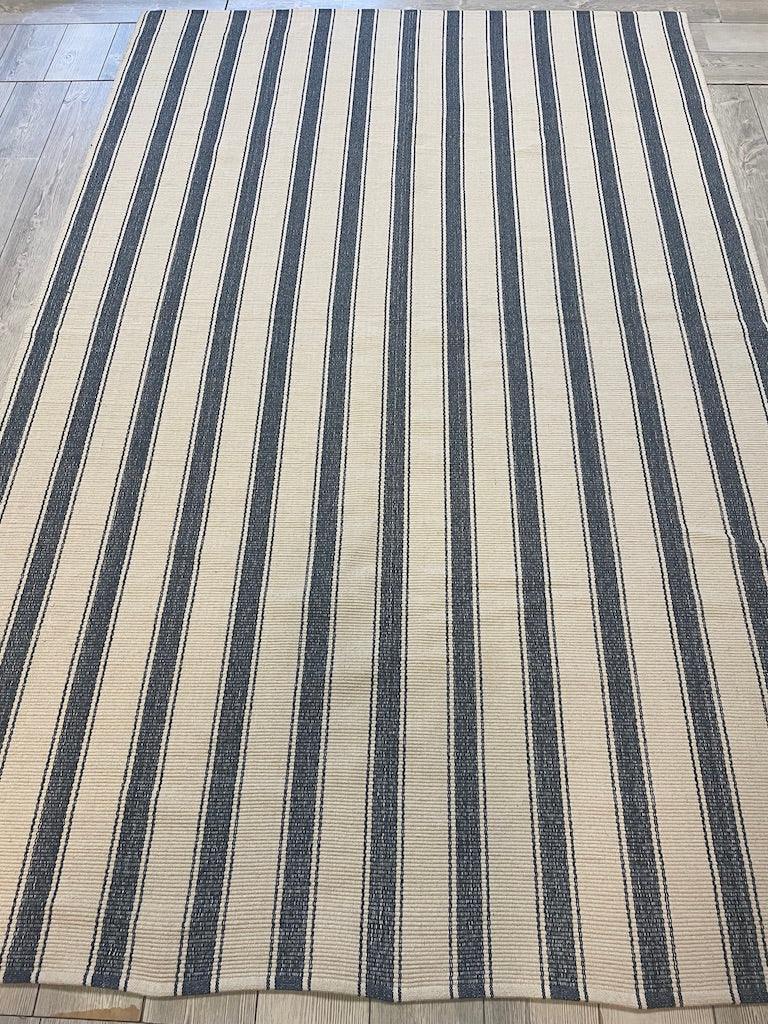 Indian Striped Rug 6' x 9', Cotton, Blue, view 2