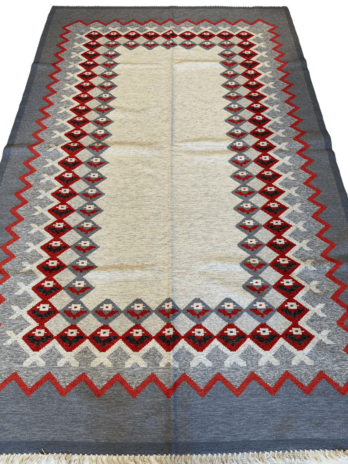 Vintage Kilim Rug 6'4" x 9'1", Hand-Woven Wool, 1980s, view 2