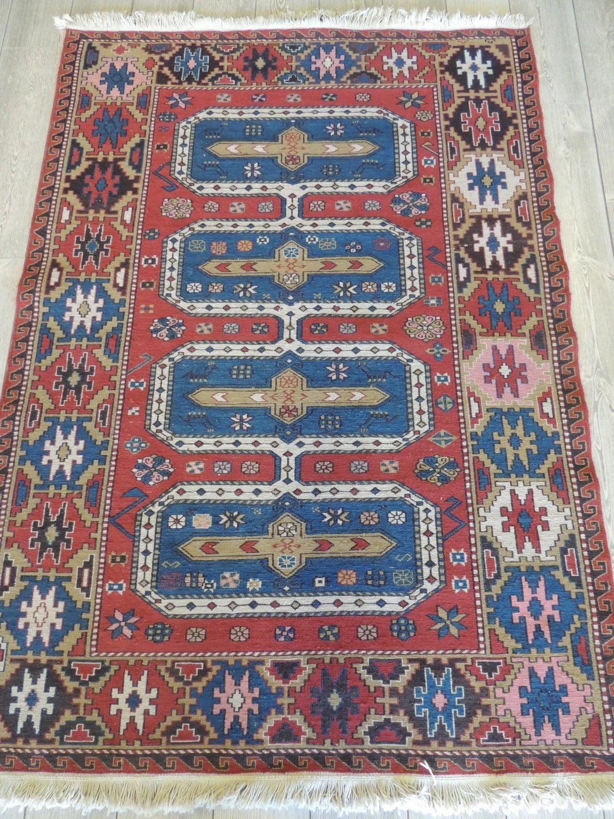 Exquisite Vintage Hand Knotted Soumak Area Rug 6x4 Ft, view 2
