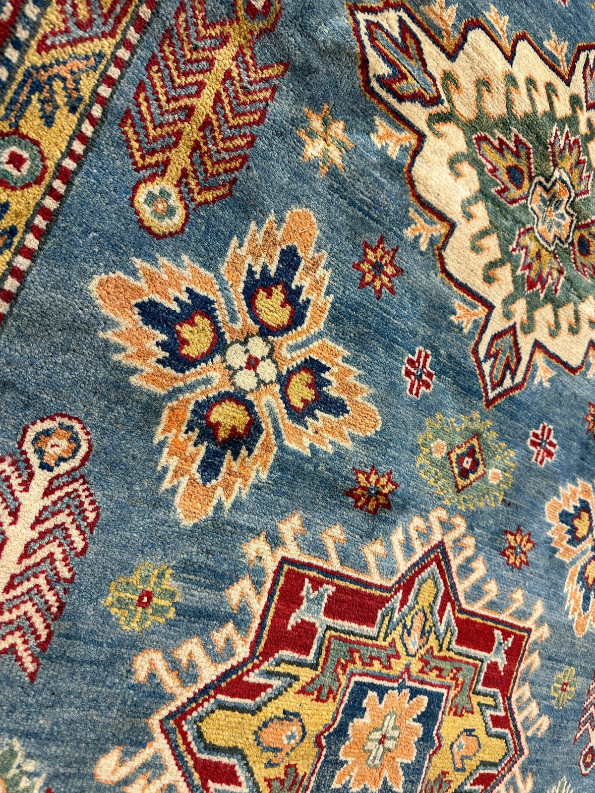 Afghan Super Kazak Rug 5'6" x 8'4", Hand-Knotted Wool, Red, view 2