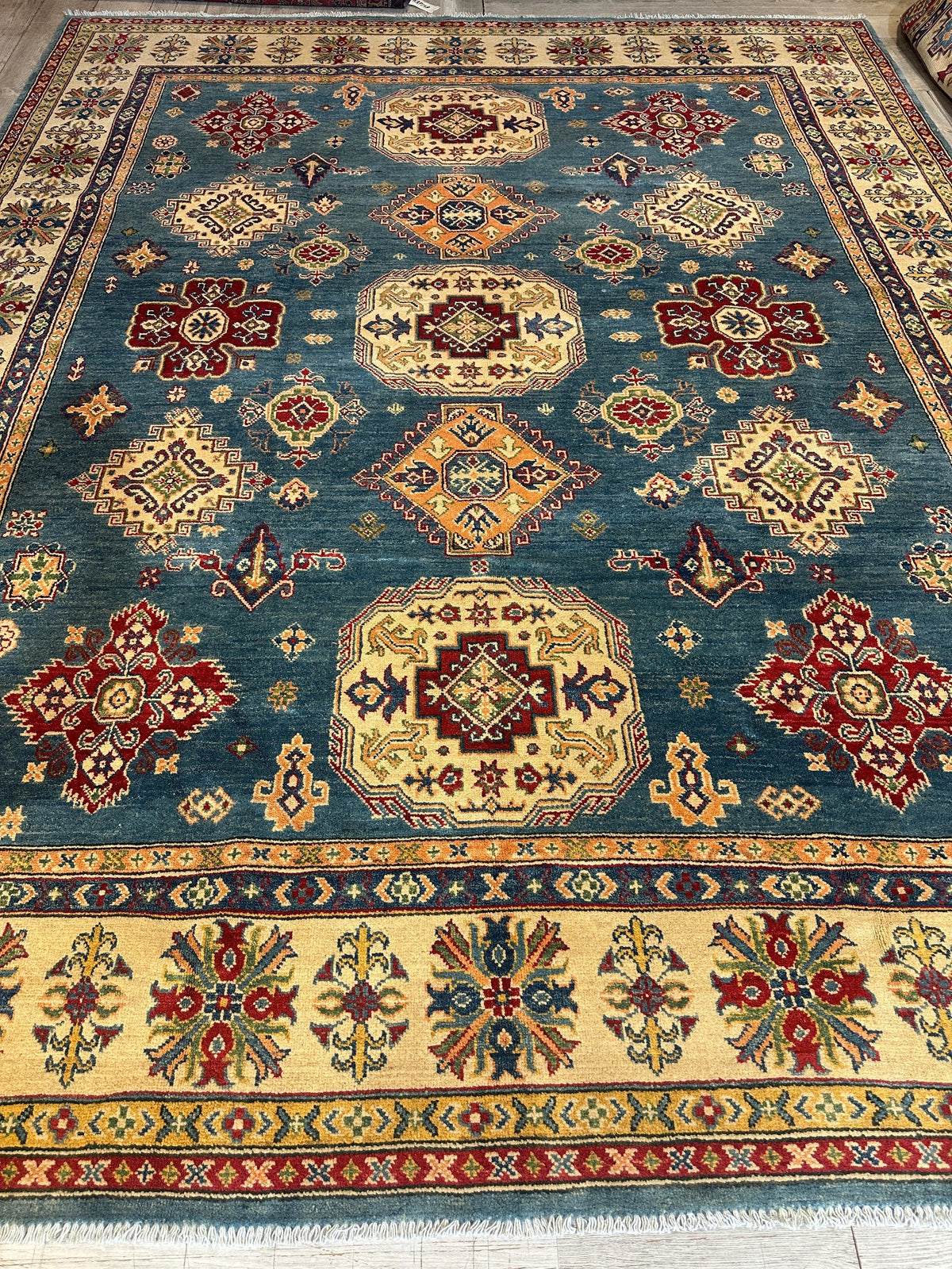 Afghan Super Kazak Rug 8'4" x 10'5", Hand-Knotted Wool, Red