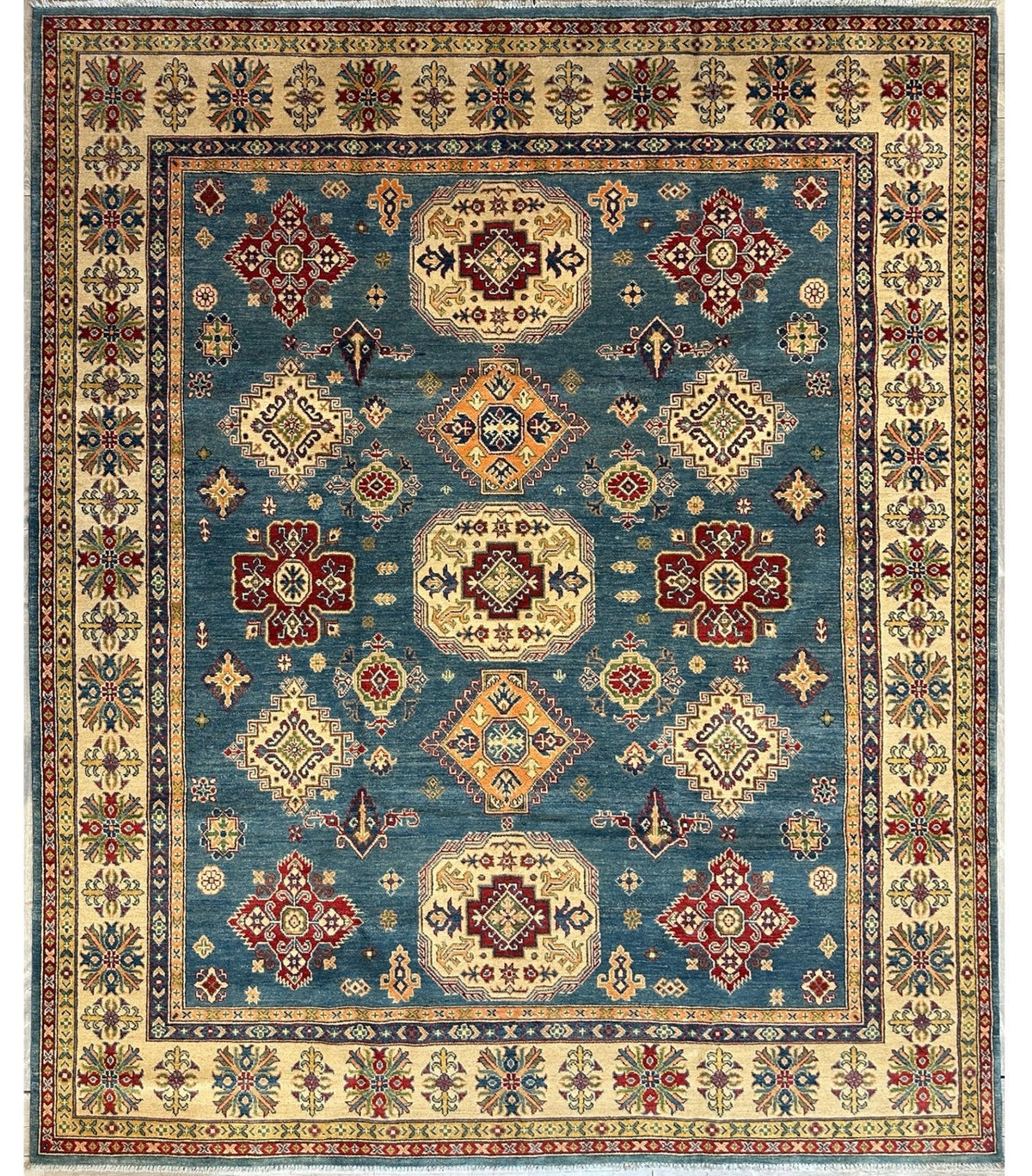 Afghan Super Kazak Rug 8'4" x 10'5", Hand-Knotted Wool, Red, view 2