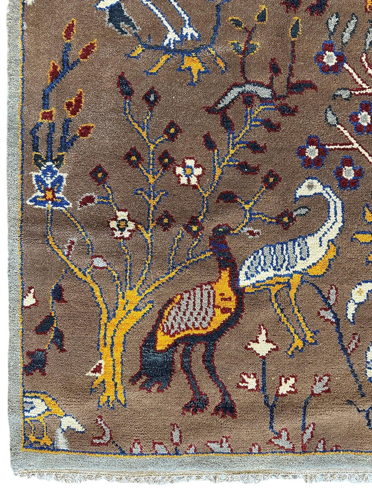 Indian Oushak Rug 4x6, Brown, Ivory & Gold, Hand-Knotted Wool, view 2