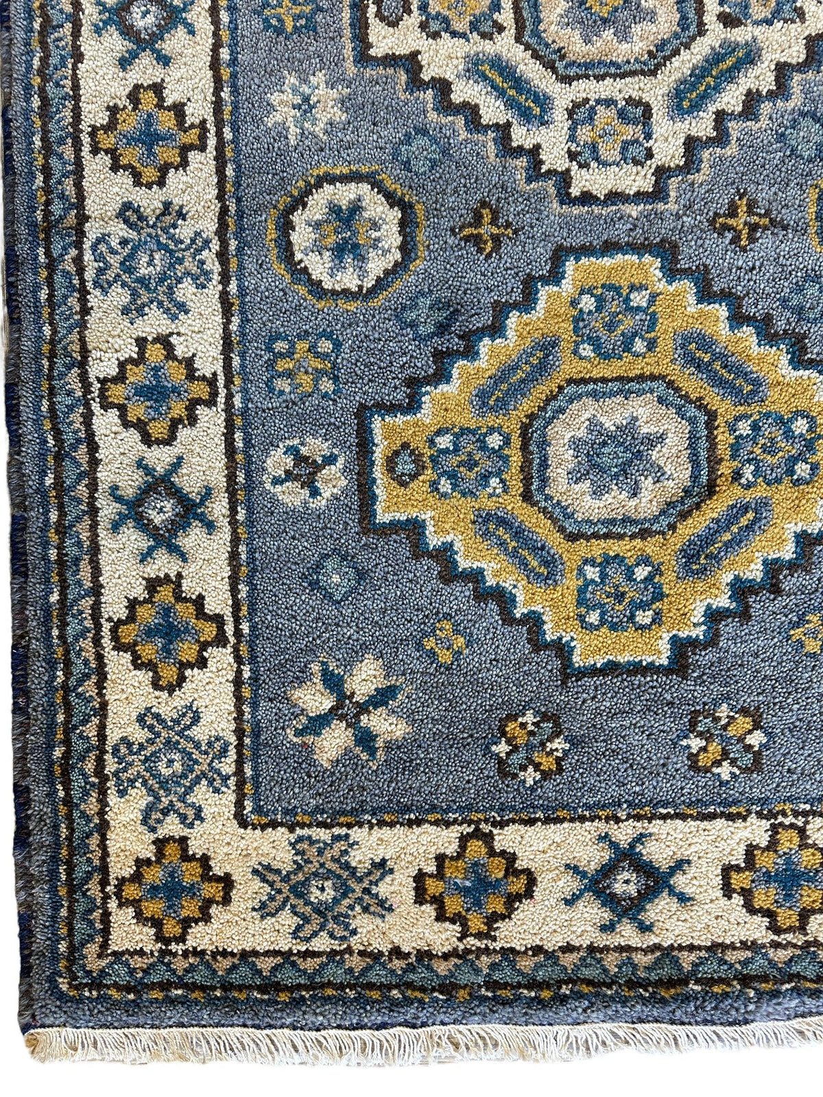 Indian Oushak Rug 3'1" x 5'1", Hand-Knotted Wool, Ivory & Beige, view 2
