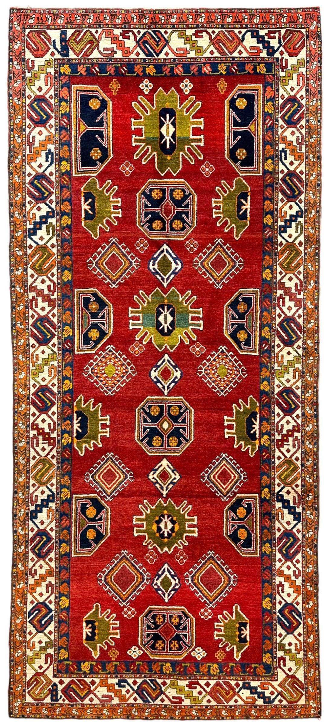 Vintage Persian Meshkin Rug 4'11" x 11', Hand-Knotted Wool, 1950s