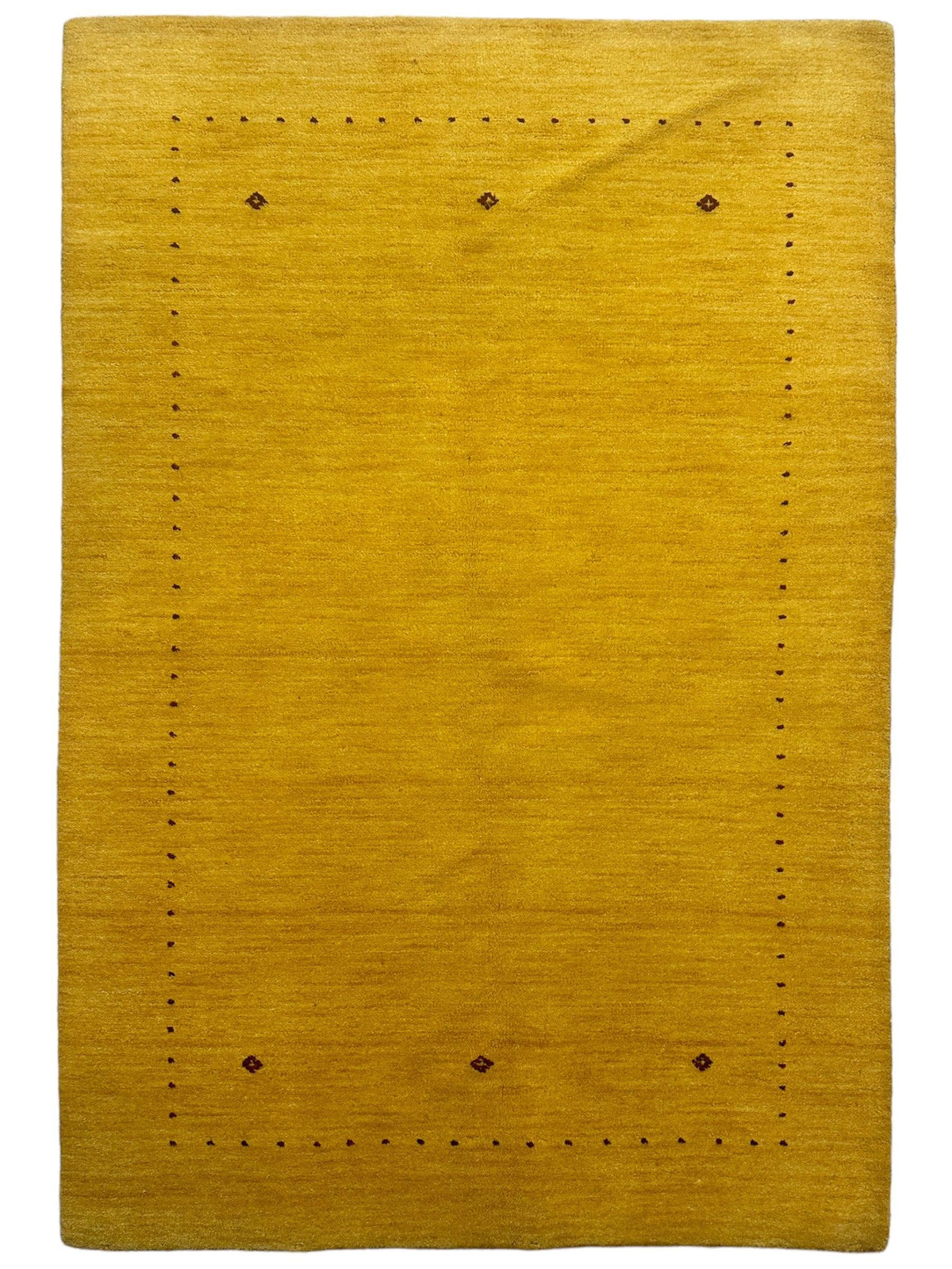 Indian Gabbeh Rug 4x6, Gold, Hand-Knotted Wool & Bamboo Silk